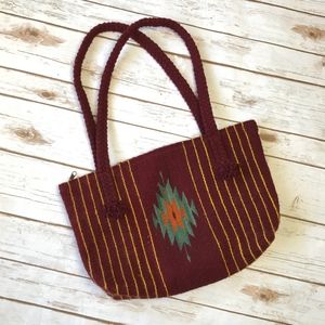 Vintage VTG Navajo Wool Art Boho Braided Handbag